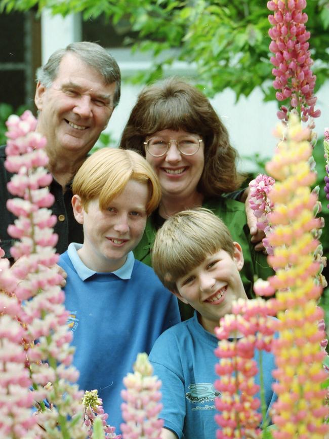 Peter Cundall with wife Tina and sons Patrick, 10 and David, 13 in 1997.