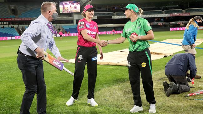 Teammates for Australia, Ellyse Perry and Meg Lanning became opponents. Picture: Getty Images