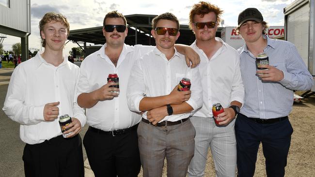 Ladbrokes Sale Cup. Racegoers are pictured attending Cup Day horse races at Sale Turf Club, Sunday 27th October 2024. Liam, Drew, Shaymus, Drew, Jordan. Picture: Andrew Batsch