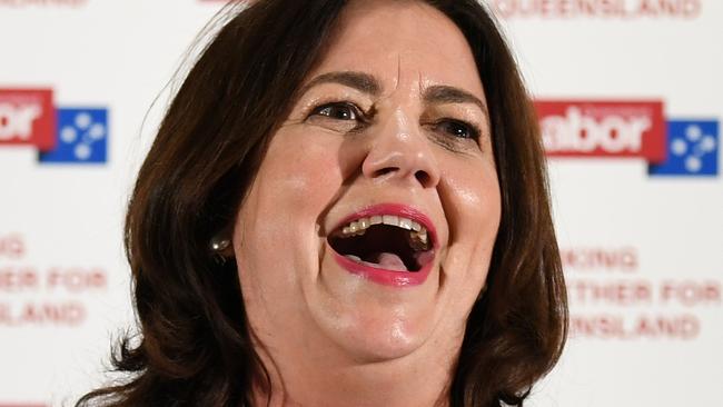 BRISBANE, AUSTRALIA - NewsWire Photos - OCTOBER 31, 2020.Queensland Premier Annastacia Palaszczuk gives her victory speech after her state election win during LaborÃs election night function at the Blue Fin Fishing Club in Inala. Picture: NCA NewsWire / Dan Peled