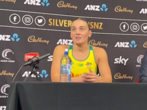 Liz Watson speaks to the media