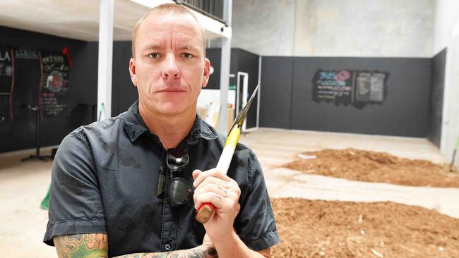 Danny Constable had his axe-throwing business at Aura closed down by the state government after they found he did not have the right zoning. Picture: Patrick Woods.