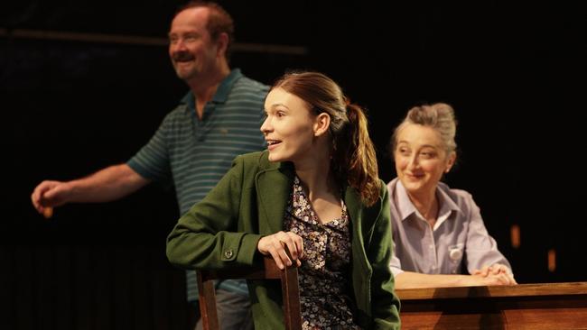 Tilda Cobham Hervey, centre, with Eugenia Fragos, right, and Paul Blackwell in Andrew Bovell’s Things I Know To Be True in 2016. The brilliant actor and STCSA stalwart Blackwell died in 2019.