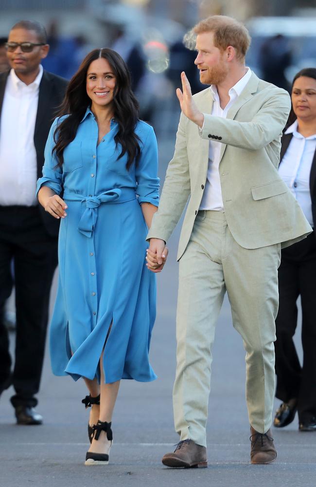 Prince Harry and Meghan on the first day of their African tour. Picture: Chris Jackson/Getty Images