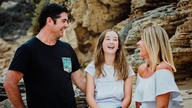 Clint and Fiona Benbow with daughter Amber Millar who died in a chopper crash with Troy Thomas in July 2020. Picture: Supplied