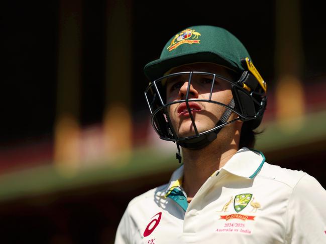 Sam Konstas of Australia looks on before walking onto the field to bat prior to day two of the Fifth Men's Test Match in the series between Australia and India at Sydney Cricket Ground on January 04, 2025 in Sydney, Australia. (Photo by Cameron Spencer/Getty Images)