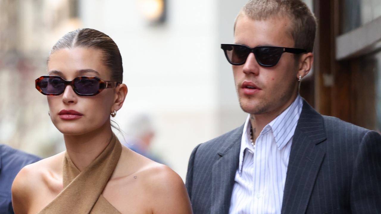 Hailey and Justin Bieber’s outfits have been criticised while meeting with the French President. Picture: Pierre Suu/GC Images