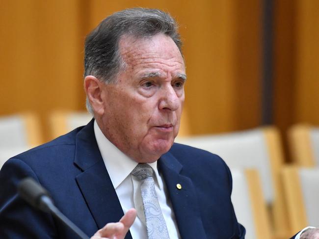 Former Australian Competition and Consumer Commission ACCC Graeme Samuel appears before the Standing Committee on Economics at Parliament House in Canberra, Wednesday, September 11, 2019. (AAP Image/Mick Tsikas) NO ARCHIVING