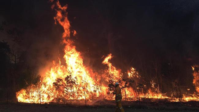 Rural Fire Service firefighter Anthony Carter shared these photos of the blaze burning at Old Byfield Rd, Cobraball.