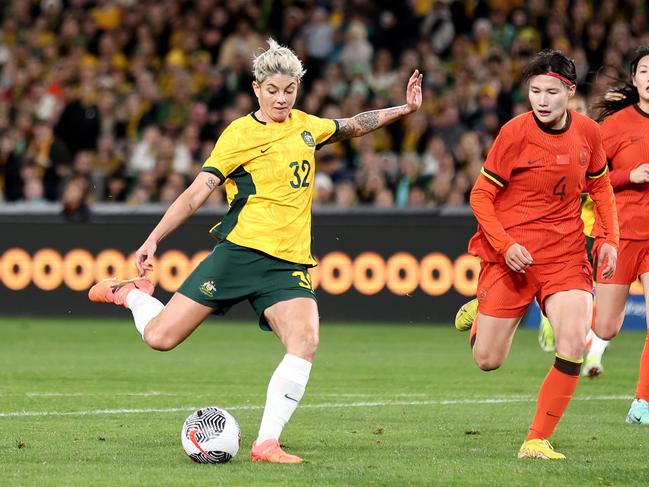 Michelle Heyman was again strong for the Matildas/ Picture: Getty Images