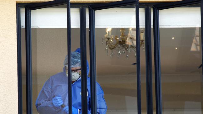 Police at the home of former Wallaby player Toutai Kefu after he and his family were attacked and stabbed during a home invasion on Monday morning. Picture: Tertius Pickard