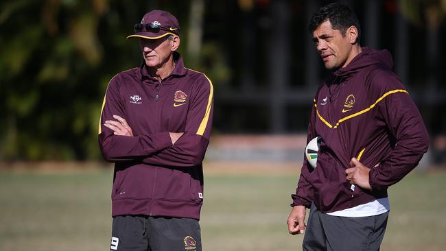 Bennett and Stephen Kearney (R) worked alongside each other at the Broncos. Picture: Jack Tran