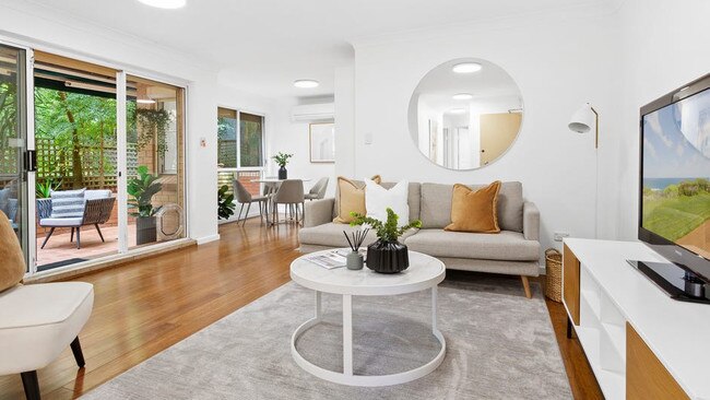 Burgess’s courtyard apartment in Coogee has a $1.5 million price guide.