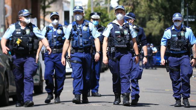 Police have played a large part in enforcing Covid-19 rules. Picture: NCA NewsWire Christian Gilles