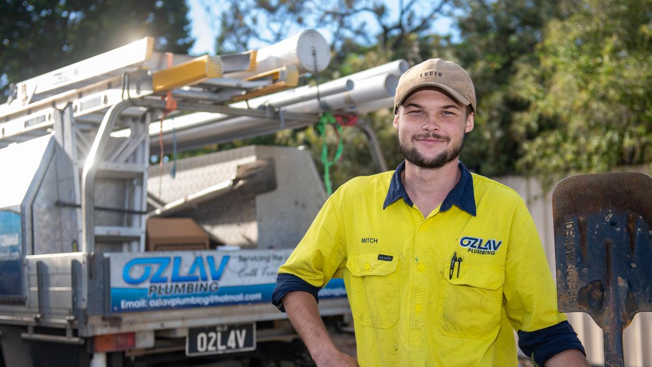 Ozlav Plumbing first-year apprentice Mitch Harm. PHOTO: Ali Kuchel