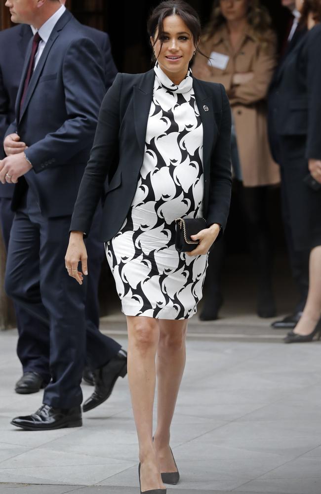 Meghan leaves the panel discussion convened by the Queen's Commonwealth Trust to mark International Women's Day in London on March 8, 2019. Picture: AFP