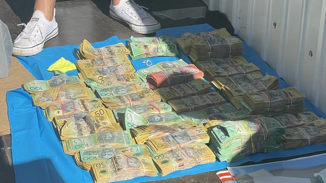 The more than $500,000 cash found in the safe of a storage unit leased to Nash in Woy Woy. Picture: NSW Police