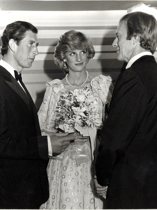 1983. Paul Hogan meets Prince Charles and Princess Diana.