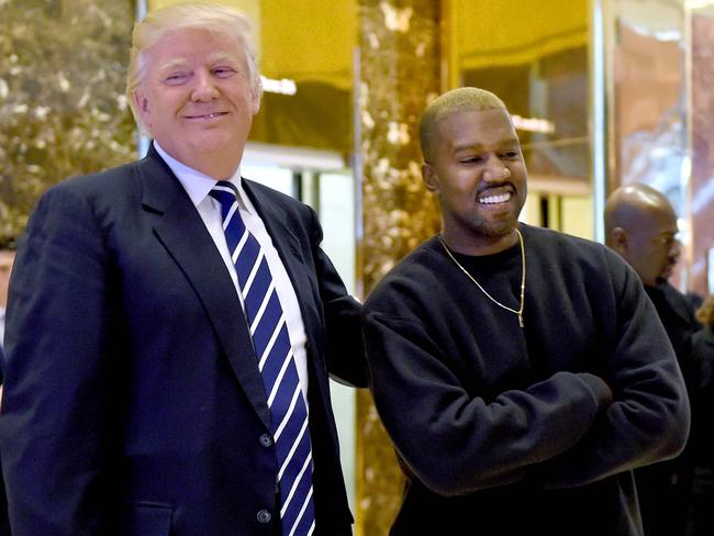 Mr Trump and Kanye West in New York in 2016. Picture: AFP