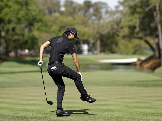 PONTE VEDRA BEACH, FLORIDA - MARCH 09: Min Woo Lee of Australia reacts after playing his tee shot on the 15th hole during the first round of THE PLAYERS Championship on THE PLAYERS Stadium Course at TPC Sawgrass on March 09, 2023 in Ponte Vedra Beach, Florida. (Photo by Jared C. Tilton/Getty Images) *** BESTPIX ***