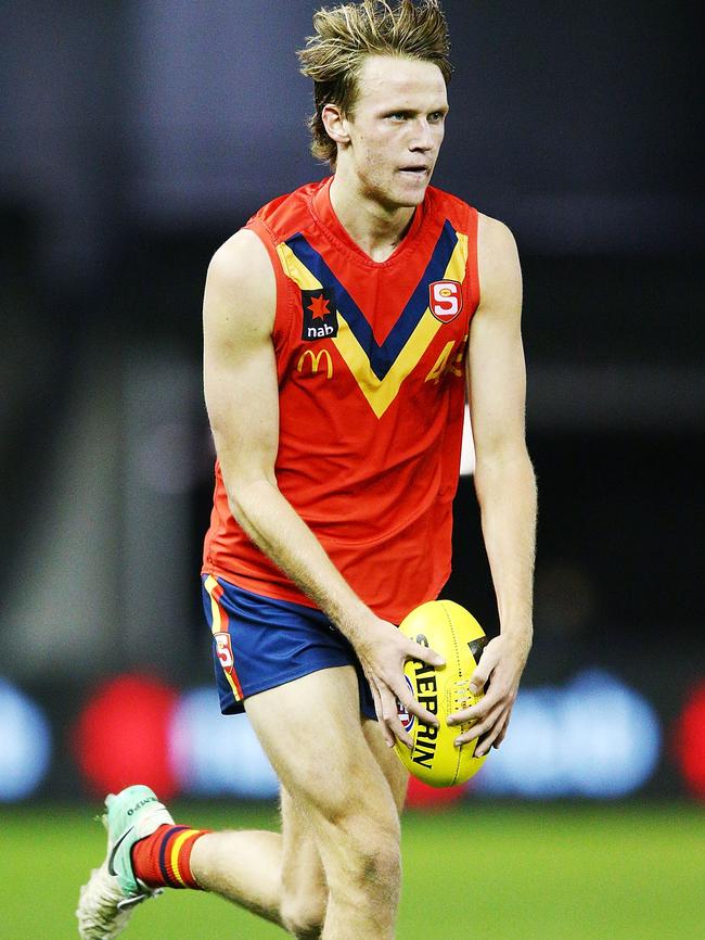 Jack Lukosius of South Australia runs with the ball during the U18 AFL Championship match between Vic Metro and South Australia at Etihad Stadium on July 4. Picture: Getty Images