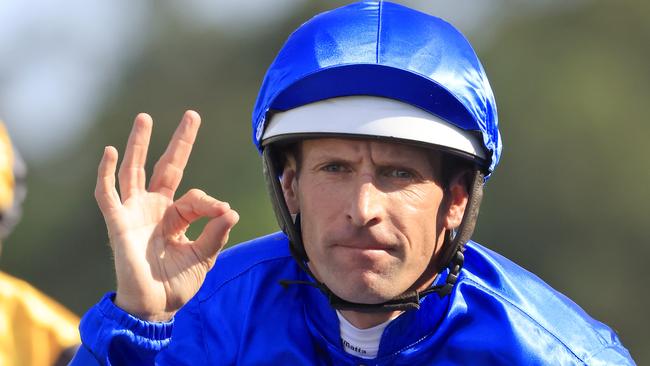 SYDNEY, AUSTRALIA - JANUARY 30: Hugh Bowman on Savatiano returns to scale after winning race 7 the Iron Jack Expressway Stakes during Sydney Racing at Rosehill Gardens on January 30, 2021 in Sydney, Australia. (Photo by Mark Evans/Getty Images)