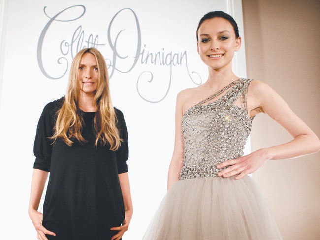 Collette Dinnigan with model Olivia Henderson wearing a design from the 2010 autumn-winter collection launched at David Jones in Sydney. 