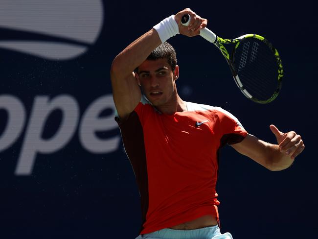 Carlos Alcaraz defeated Sebastian Baez on Day Two of the 2022 US Open. Picture: Julian Finney/Getty Images