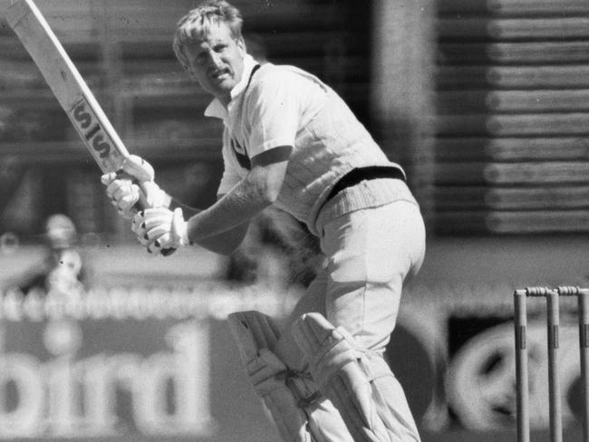 Cricket - SA vs Victoria Sheffield Shield match at Adelaide Oval, 26 Feb 1982. Victorian opening batsman Julien Wiener during his century innings, run out for 116. (Pic by unidentified staff photographer)