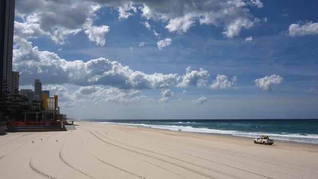 Closed Surfers Paradise beach because of COVID-19. (Steve Holland)