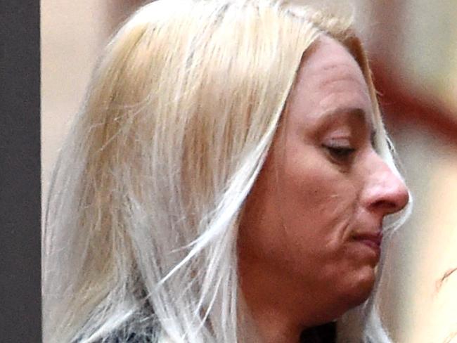 Robyn Lindholm arrives in the prison van at the Mebourne Supreme Court. ID confirmed by Shannon Deery. Picture: Nicole Garmston