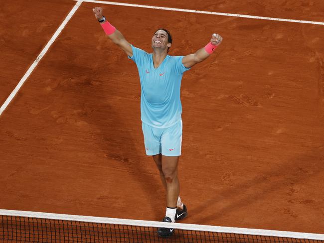 Rafael Nadal celebrates the historic win.