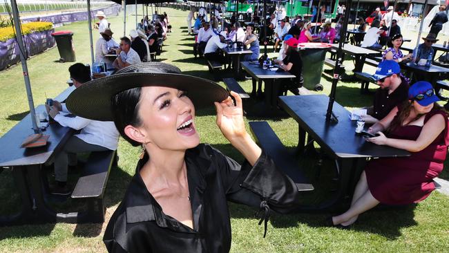 Thursday edition of Magic Millions at Gold Coast Turf Club. Annalisse Sampson of Brisbane loving the weather. Picture Glenn Hampson