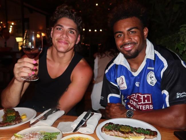 Brisbane Broncos players Reece Walsh and Ezra Mam have been grabbing a few headlines while enjoying an end of season break in Bali. Picture: Instagram