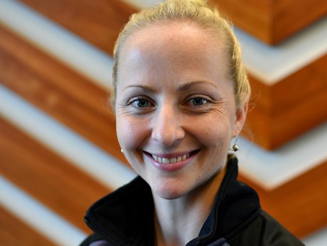 NRL Match Official Belinda Sharpe poses for a photo in Sydney, Wednesday, July 16, 2018. Sharpe will become the first top flight female rugby league referee in Australia when she officiates the NRL match between Canterbury and Brisbane at Suncorp Stadium on Thursday night. (AAP Image/Joel Carrett) NO ARCHIVING