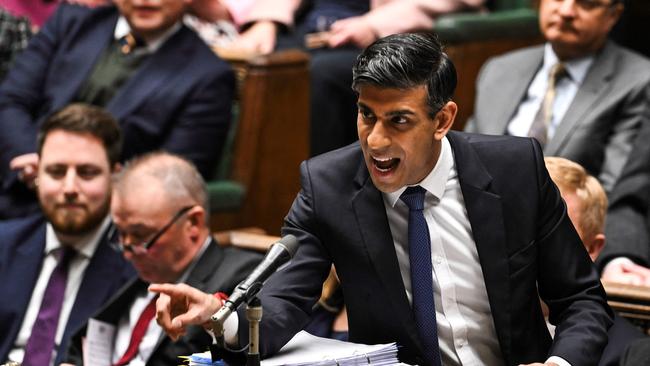 Rishi Sunak on the attack in the House of Commons on Wednesday. Picture: AFP