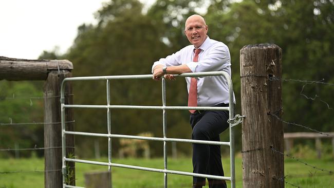 Federal Defence Minister Peter Dutton on his farm north west of Brisbane. Picture: Lyndon Mechielsen