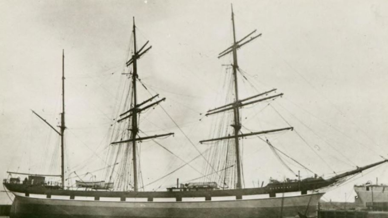 The ‘Glenbank’ docked in an unidentified port. Picture: State Library of South Australia