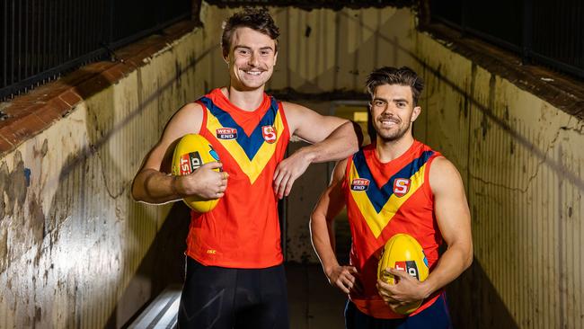 Norwood players Harry Boyd and Nik Rokahr ahead of this year’s state game. Picture: Tom Huntley