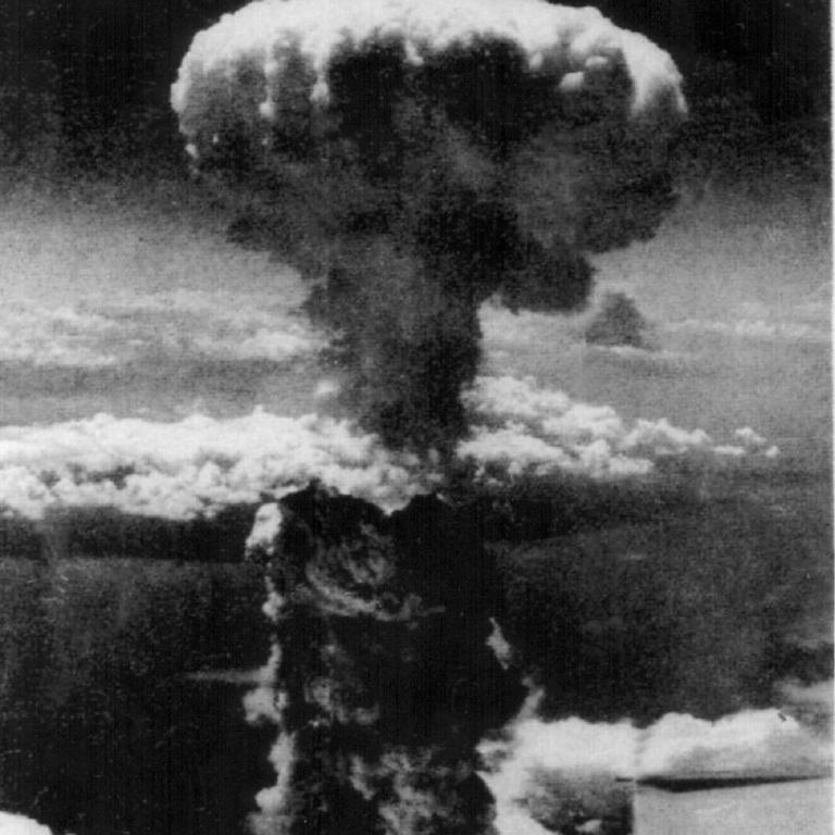 Mushroom cloud over Hiroshima after the atomic bomb dropped by the US in 1945