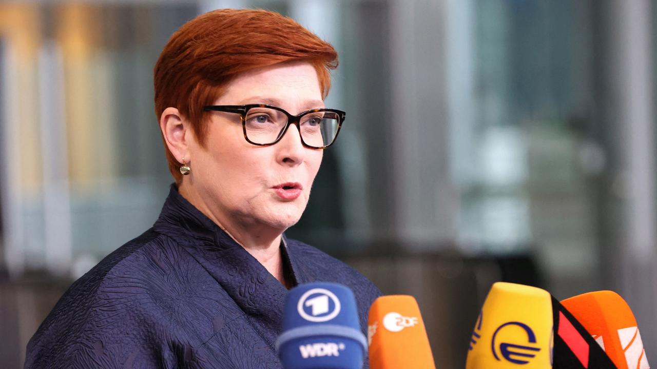 Australian Foreign Minister Marise Payne says the world is “outraged by the actions of Vladimir Putin”. Picture: AFP