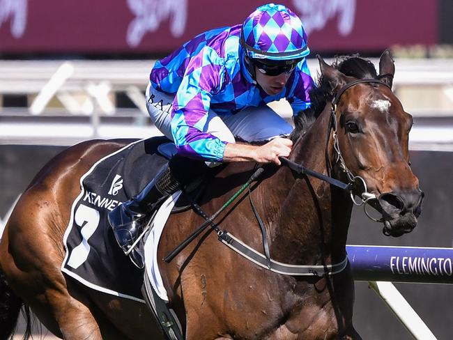 Pride Of Jenni wins the Kennedy Champions Mile at Flemington in 2023.Picture: Pat Scala/Racing Photos via Getty Images