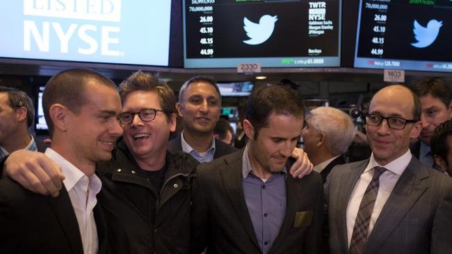 Twitter’s executive team at the New York Stock Exchange in November on the day of the company’s IPO.