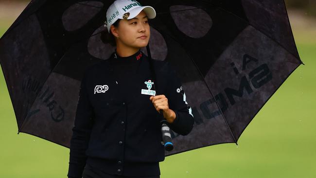 Minjee Lee played through lighter then heavier rain at Kingston Heath . (Photo by Morgan Hancock/Getty Images)