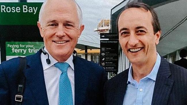 Malcolm Turnbull with Dave Sharma at Rose Bay wharf in Sydney last week. Picture Twitter. 