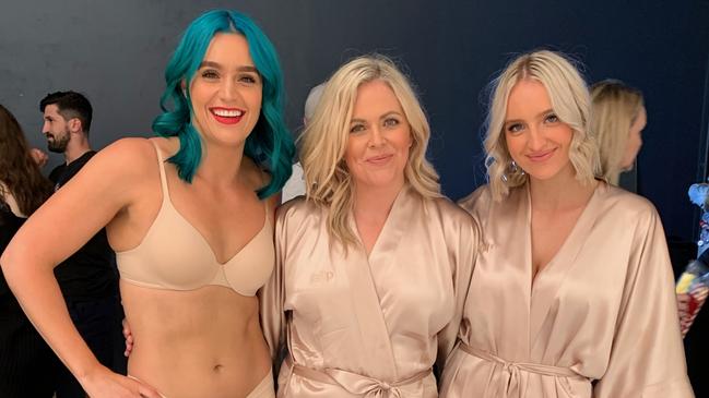 Amy Sheppard with Body Image Movement’s Taryn Brumfitt and her sister and bandmate Emma Sheppard. Picture: Supplied/Taryn Brumfitt