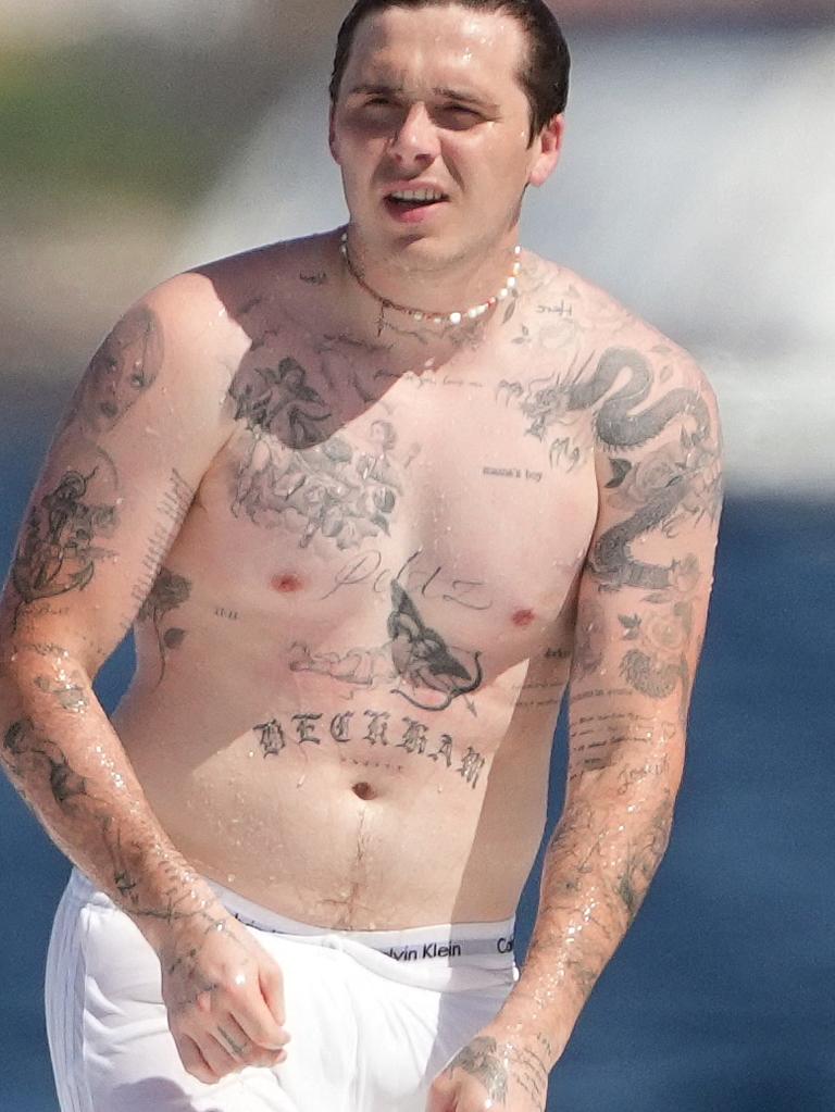 Brooklyn has 70 tattoos dedicated to his wife. Picture: Eliot/Abaca/Mega/Splash News/Media Mode