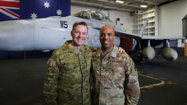 Australian Defence Force's Chief of Joint Operations Lieutenant General Greg Bilton and United States Army Pacific's Commanding General 25th Infantry Division Major General Ron Clark. Picture: Peter Wallis