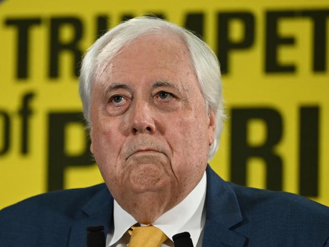 SUNSHINE COAST, AUSTRALIA - APRIL 19:  Australian businessman Clive Palmer speaks at a press conference after the federal election campaign launch of the 'Trumpet of  Patriots' party on April 19, 2025 on the Sunshine Coast, Australia. Australian businessman and former member of parliament, Clive Palmer is intending to contest the 2025 federal election with his Trumpet of Patriots party. (Photo by Dan Peled/Getty Images)