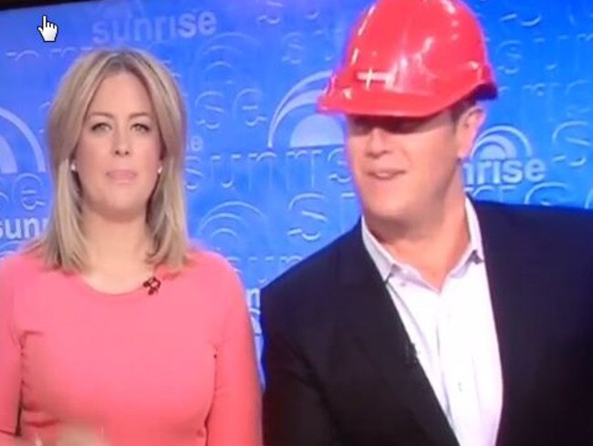 Interrupted: Sunrise co-hosts Samantha Armytage and Larry Emdur forced to evacuate: Photo: Instagram @__my___